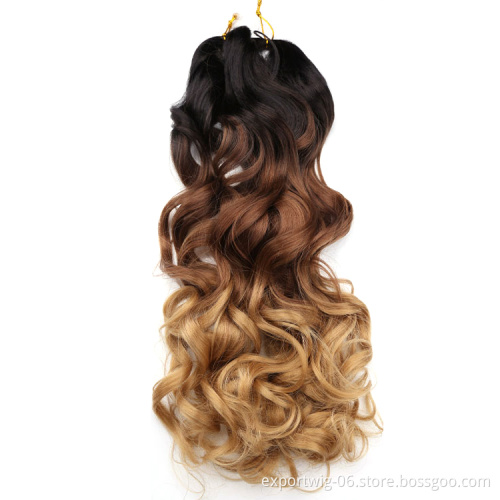 Loose Body Wave Crochet Braids Hair  Wholesale 22 inch 150g Synthetic Ombre Silky Spiral Curl Wavy Braiding Hair extension
